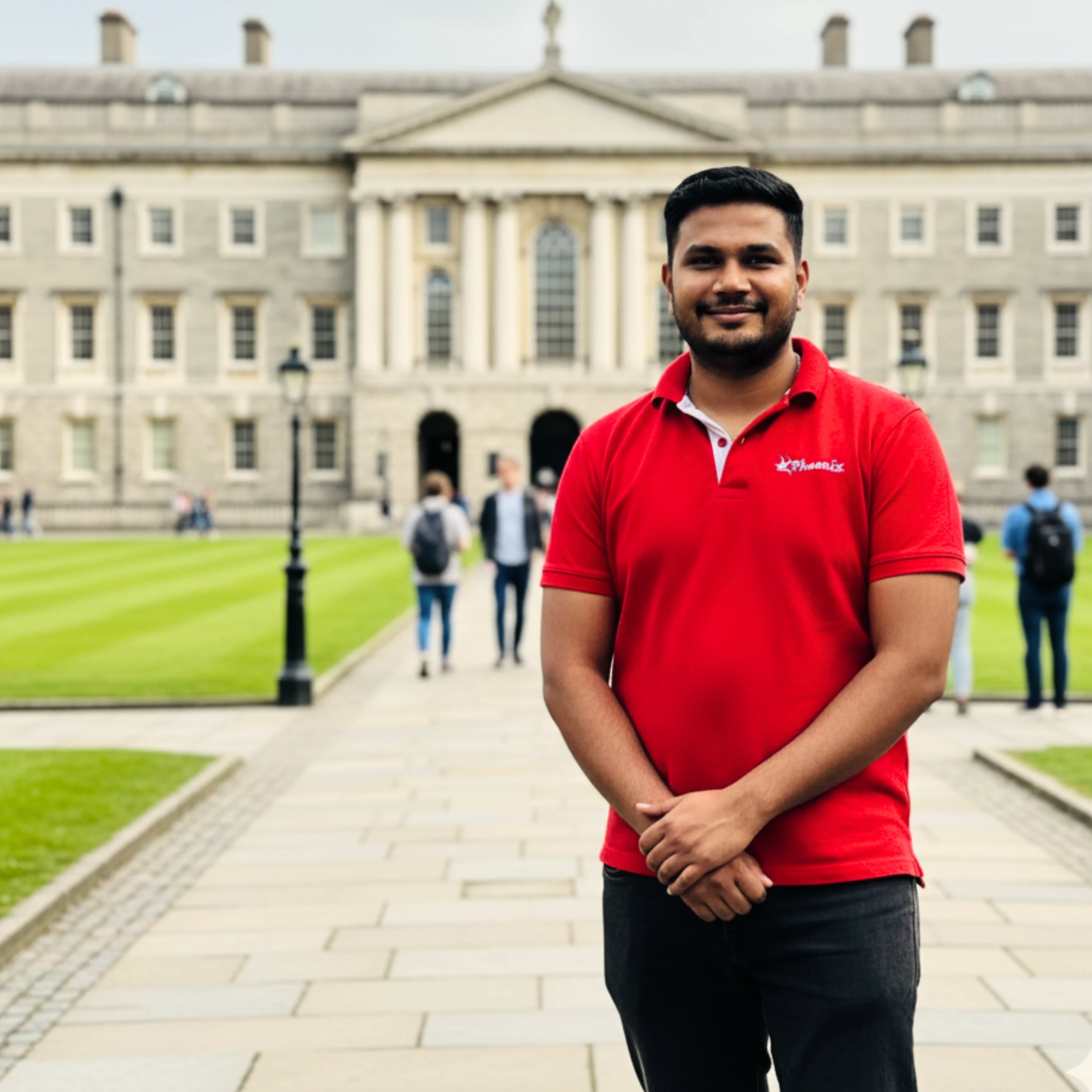 Student at Trinity campus steps